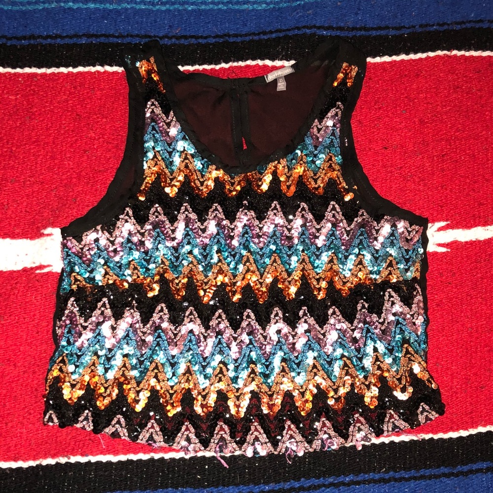 Sheer Sequin Crop Top
